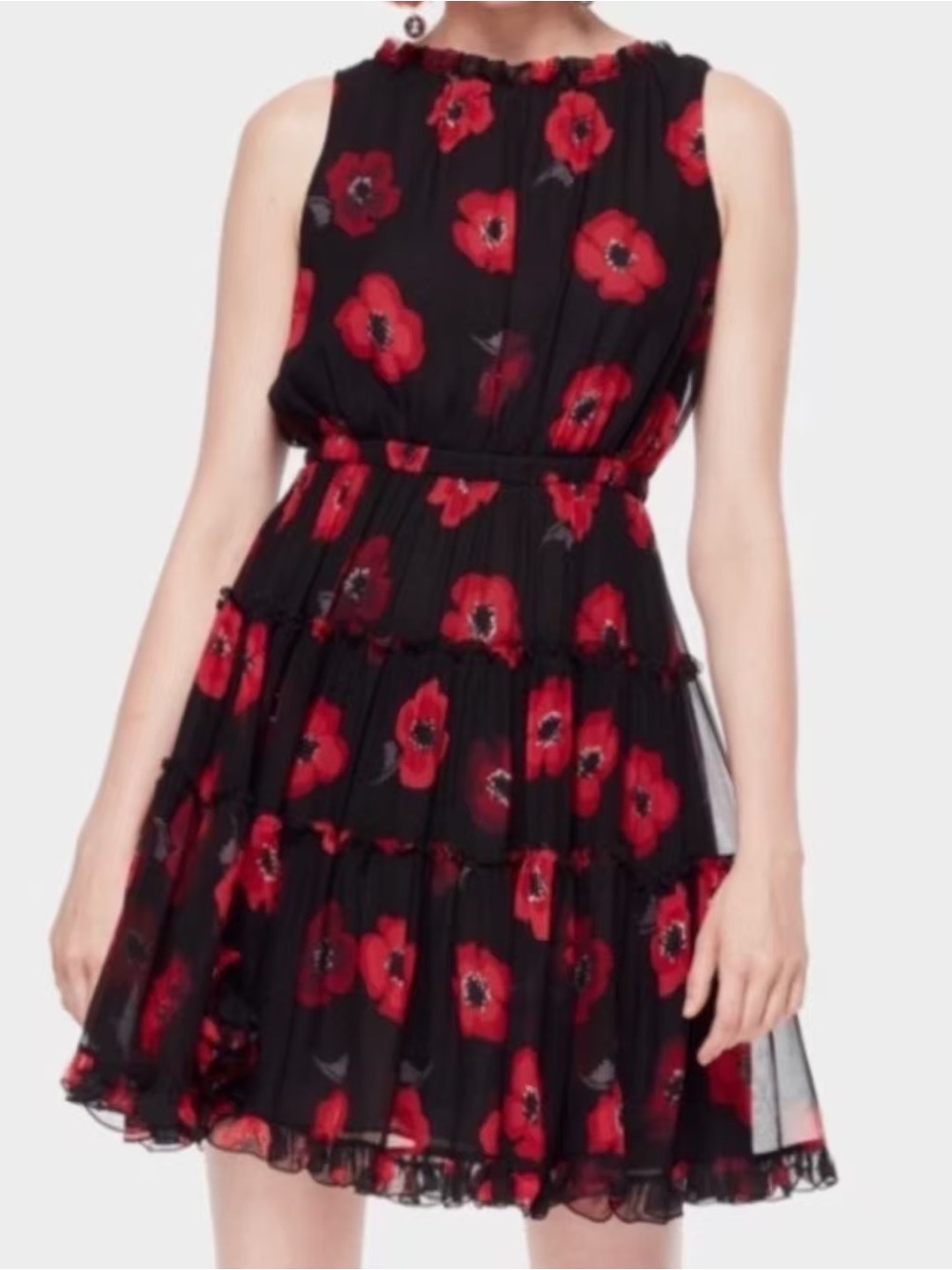 kate spade red poppy sleeveless silk mini dress